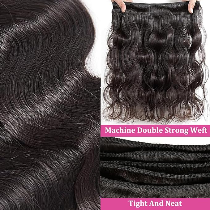 Body Wave Human Hair Bundles 14 16 18 20 Inch 10A Brazilian Virgin Human Hair Extensions for Women 100% Unprocessed Weave 4 Bundles Rallonge Cheveux Humain...