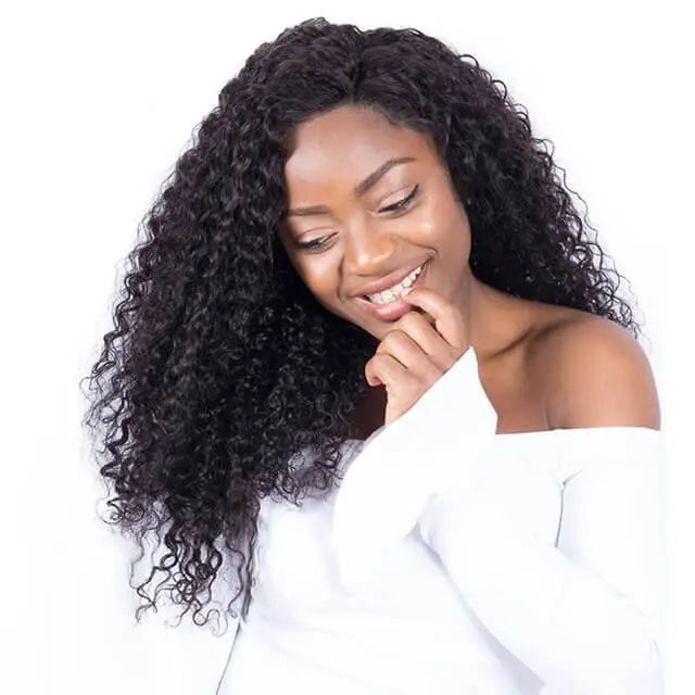 300% Density African American Lace Front Wigs For Women Brazilian Curly Human Hair Lace Wig Pre Plucked Full Ends