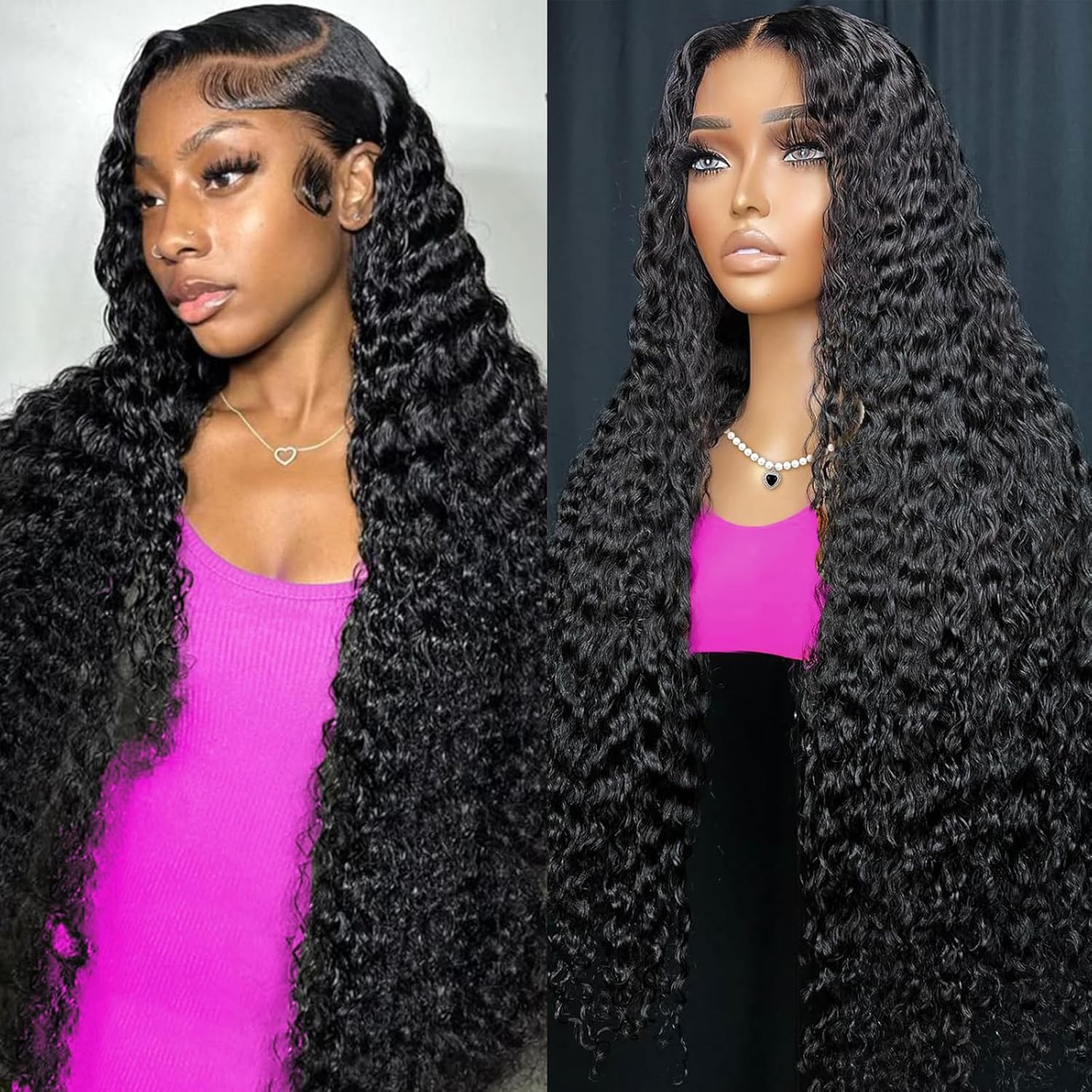 Curly Human Hair 13x6 HD Lace Frontal Wig 200% Density Curly Human Hair Lace Front Wigs Pre Plucked with Baby Hair 12A 100% Virgin Long Inch Human Hair Wigs for Black Women Natural Black Color