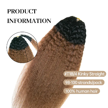 Kinky Straight Lightweight #T1B/30 Color Crochet Human Hair