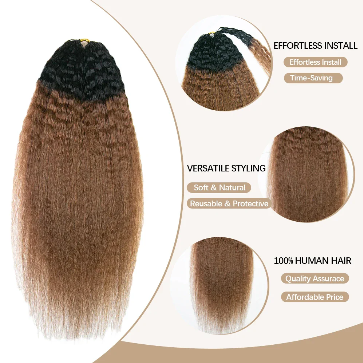 Kinky Straight Lightweight #T1B/30 Color Crochet Human Hair