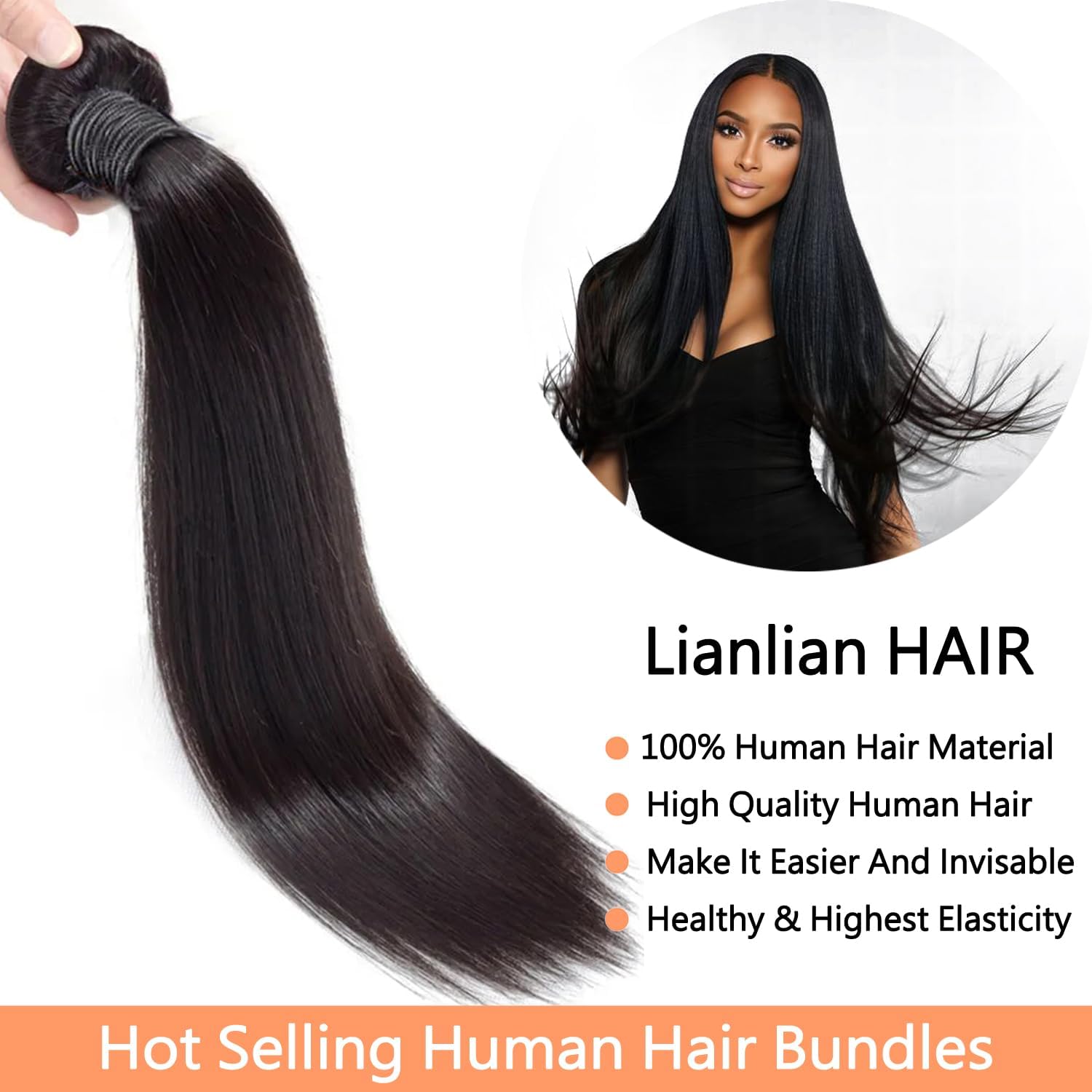 Straight Bundles Human Hair Weave 3 Bundles Brazilian Virgin Hair Straight Bundle 12A Grade Unprocessed Human Hair Extensions Natural Black