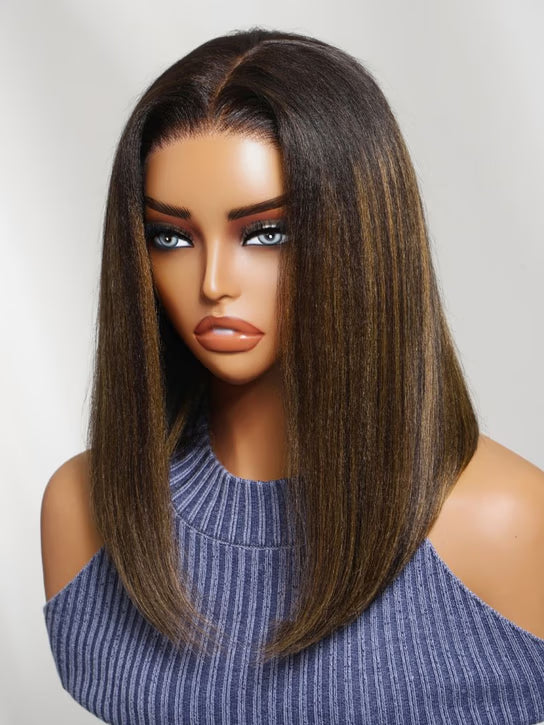 Perruque Bob Yaki Straight Balayage 7x5 – Sans Colle